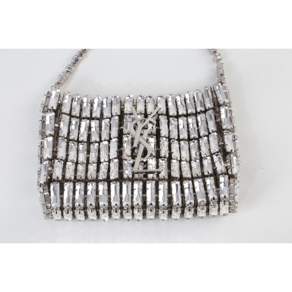 Saint Laurent Micro Evening Bag in Cassandre Crystals Mesh YSL Logo Mini Handbag